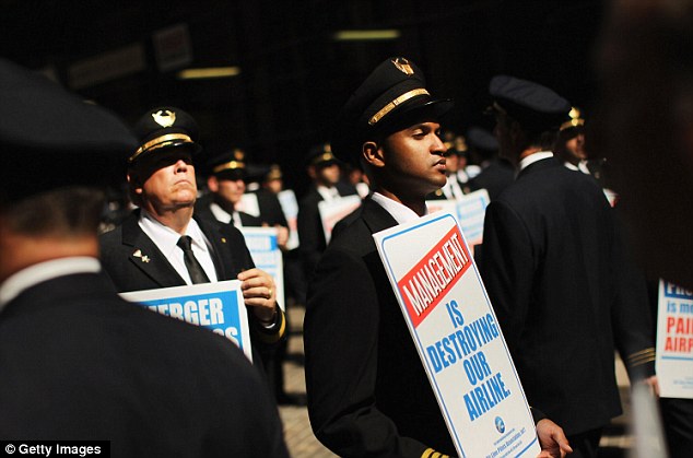 Peaceful protest: United officials have said they want a fair contract and have been meeting with pilots from both unions since August 2010